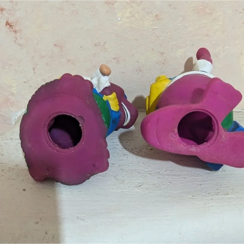 vintage Barney Dinosaur Coin Bank Pair With‎ Baseball & School Outfit purple